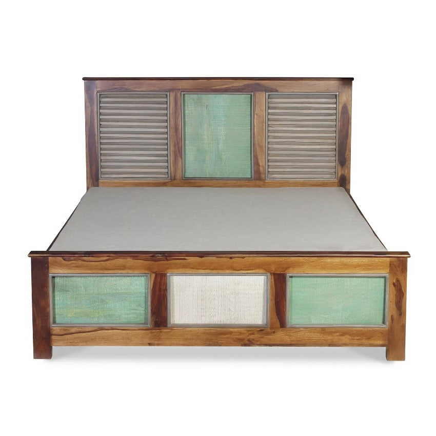 Horace Solid Wood Bed in vintage Finish with Storage