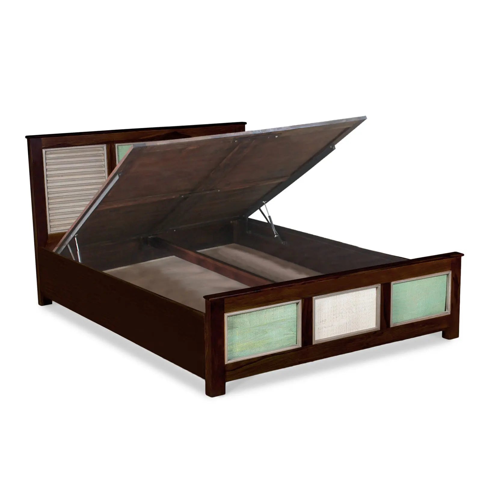 Horace Solid Wood Bed in vintage Finish with Storage