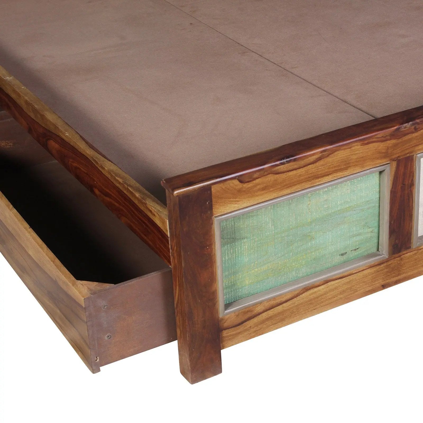 Horace Solid Wood Bed in vintage Finish with Storage