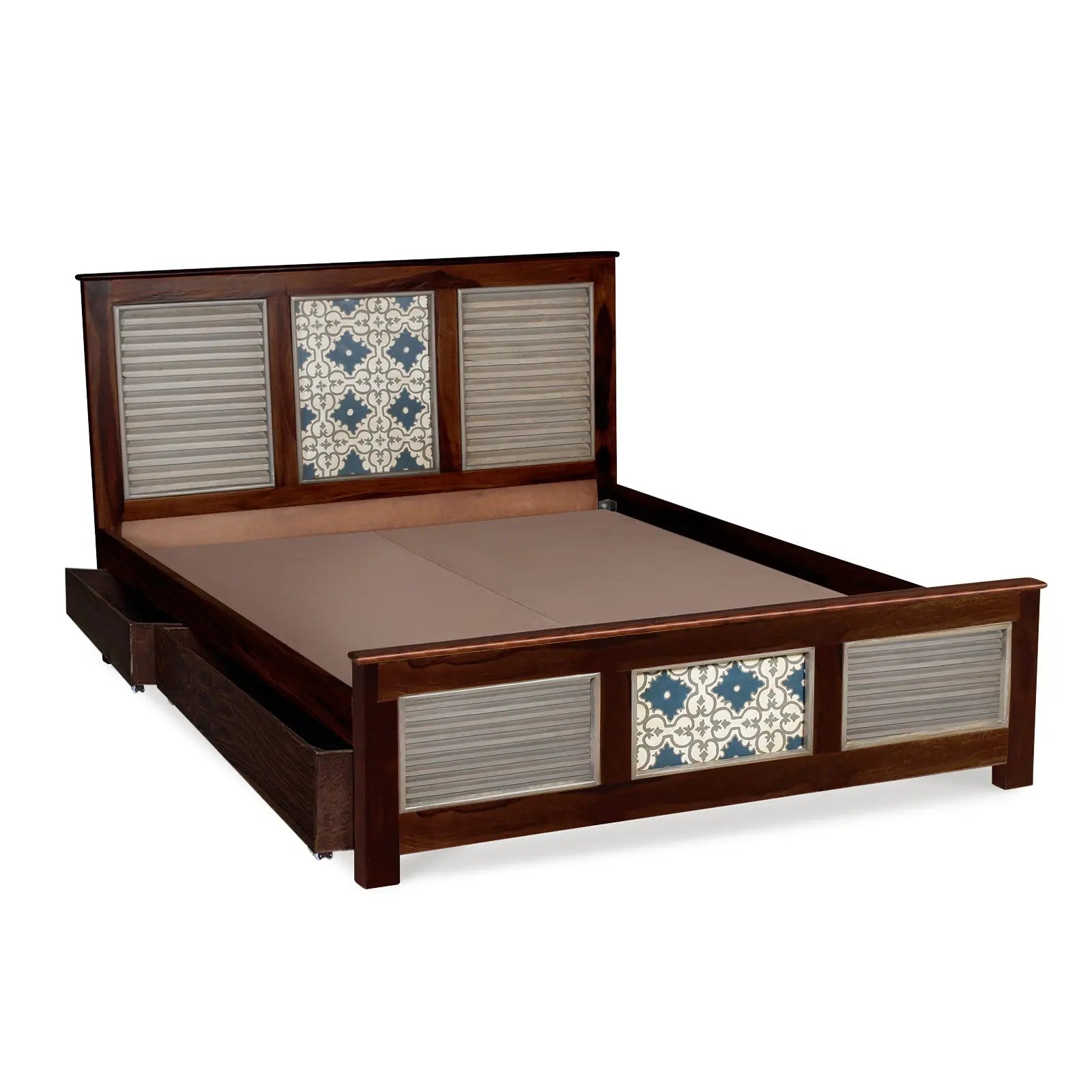Kolam Solid Sheesham Wood Bed
