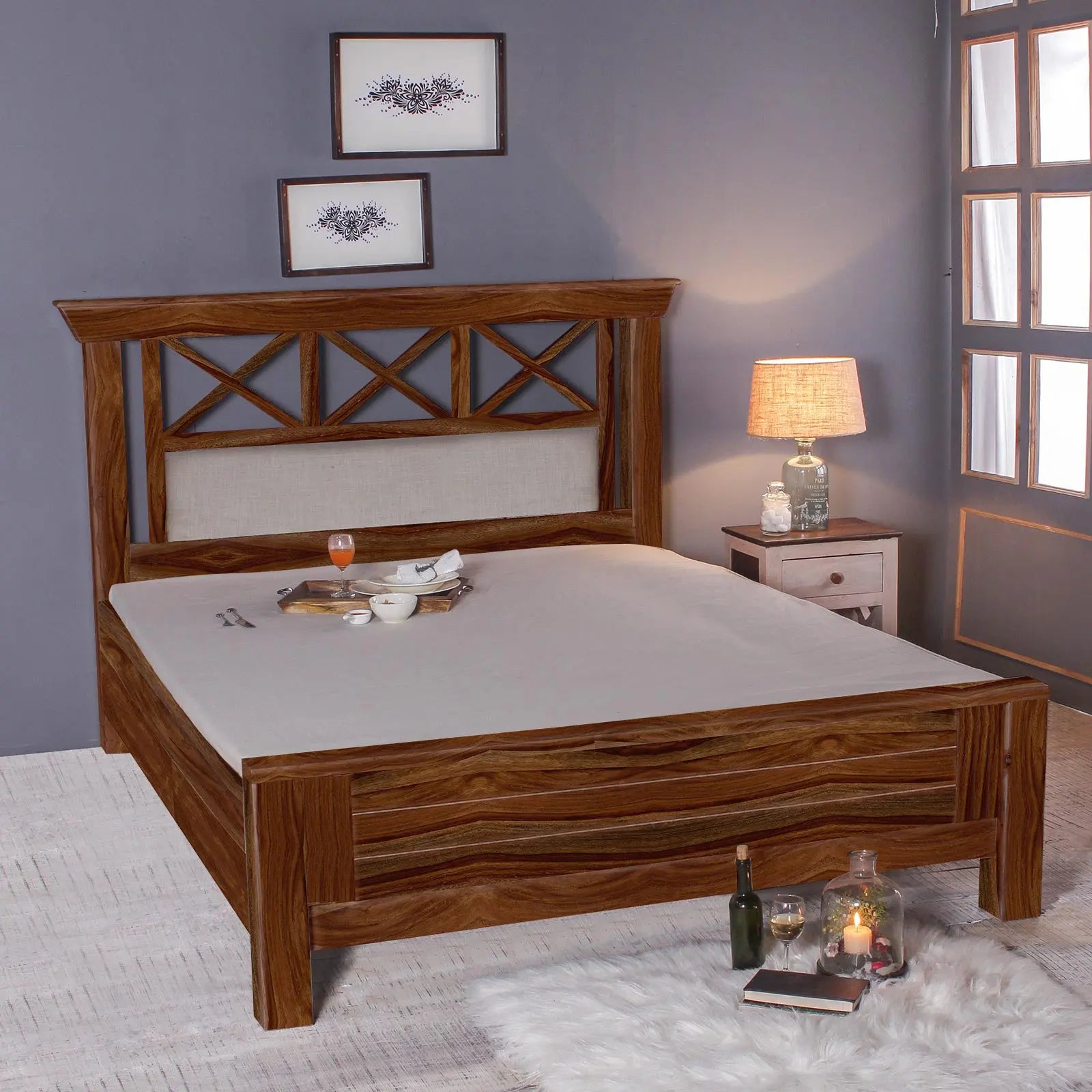 Margot Solid Sheesham Wood Bed with Storage