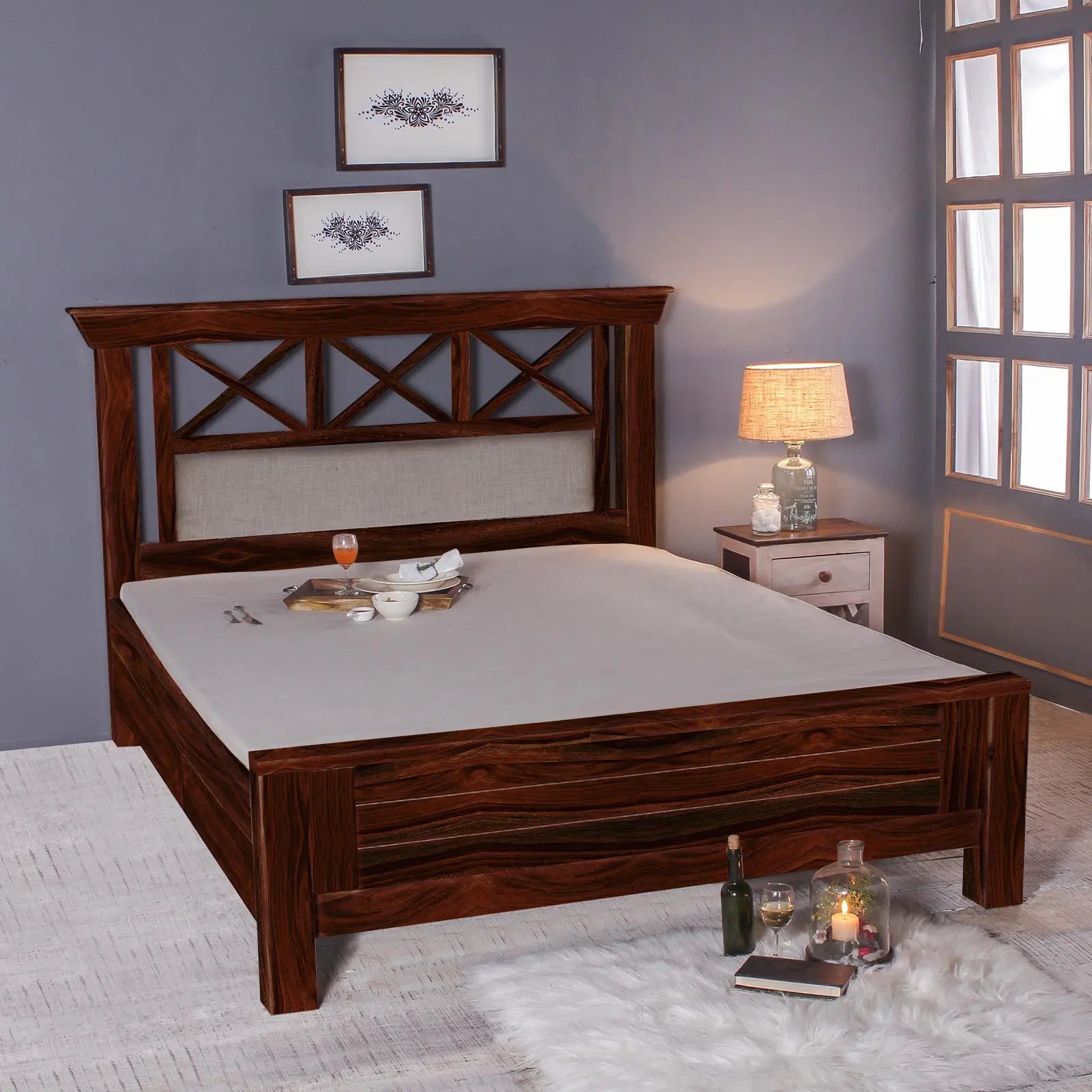 Margot Solid Sheesham Wood Bed with Storage