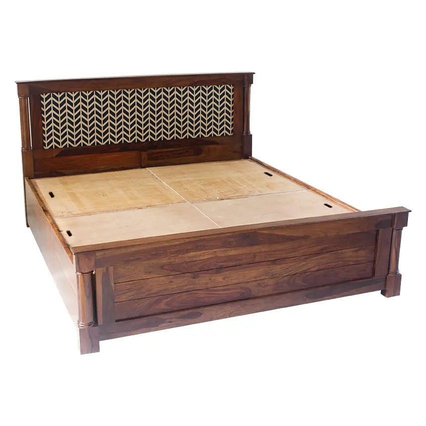 Raison Hand Painted Solid Wood Bed with Storage