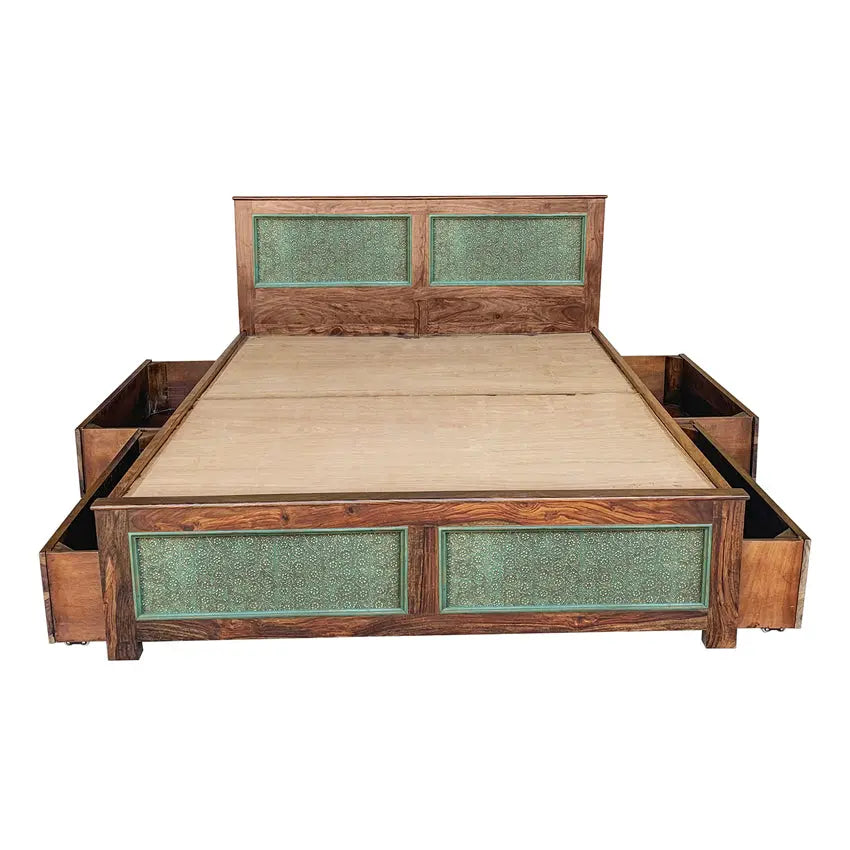 Aster Solid Sheesham Wood Bed with Drawers Storage