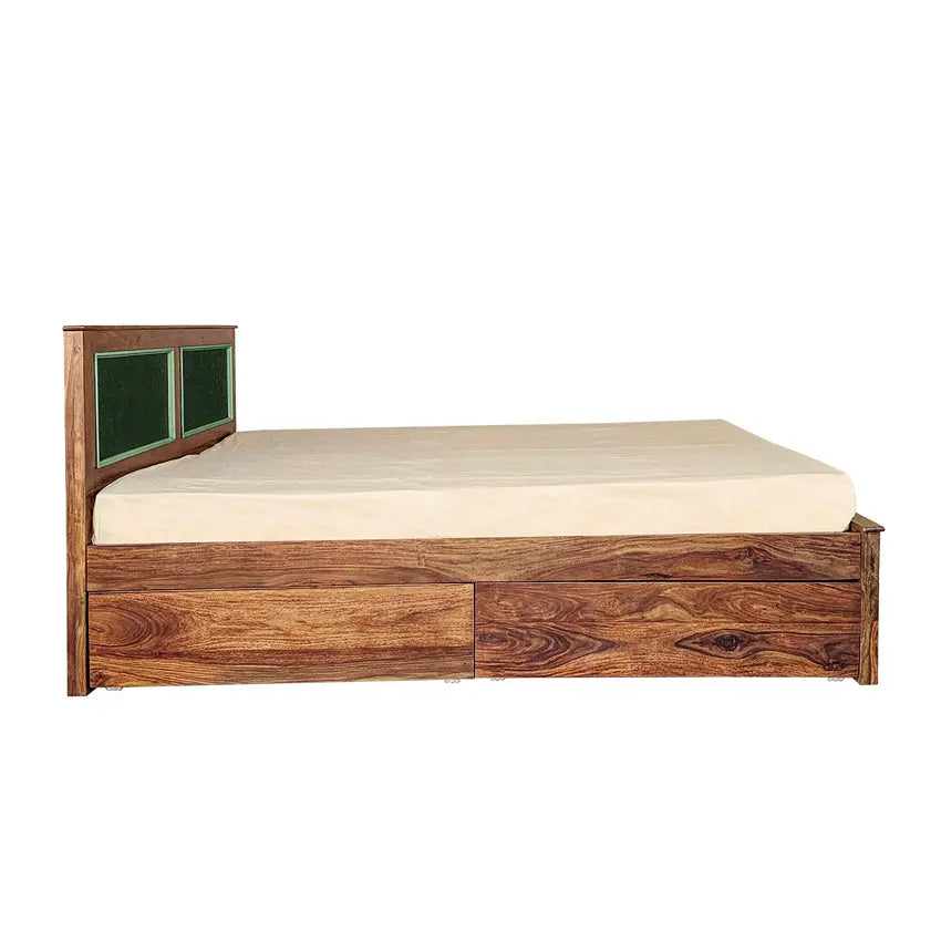 Aster Solid Sheesham Wood Bed with Drawers Storage