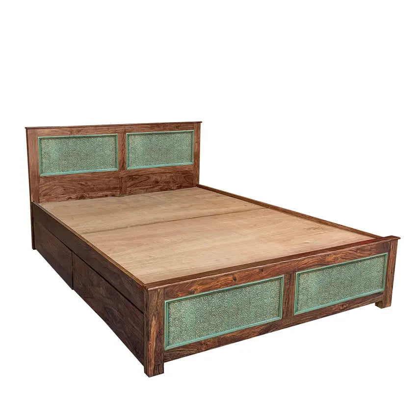 Aster Solid Sheesham Wood Bed with Drawers Storage