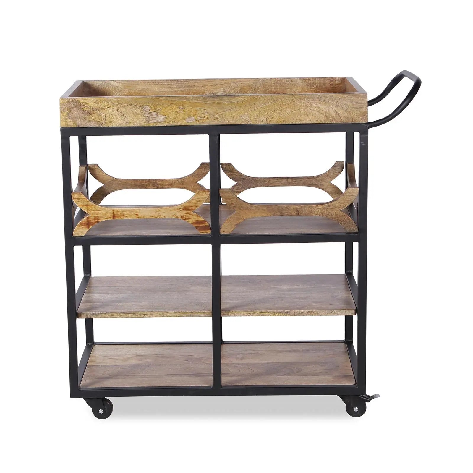 Salome Solid Wood and Iron Bar Trolly