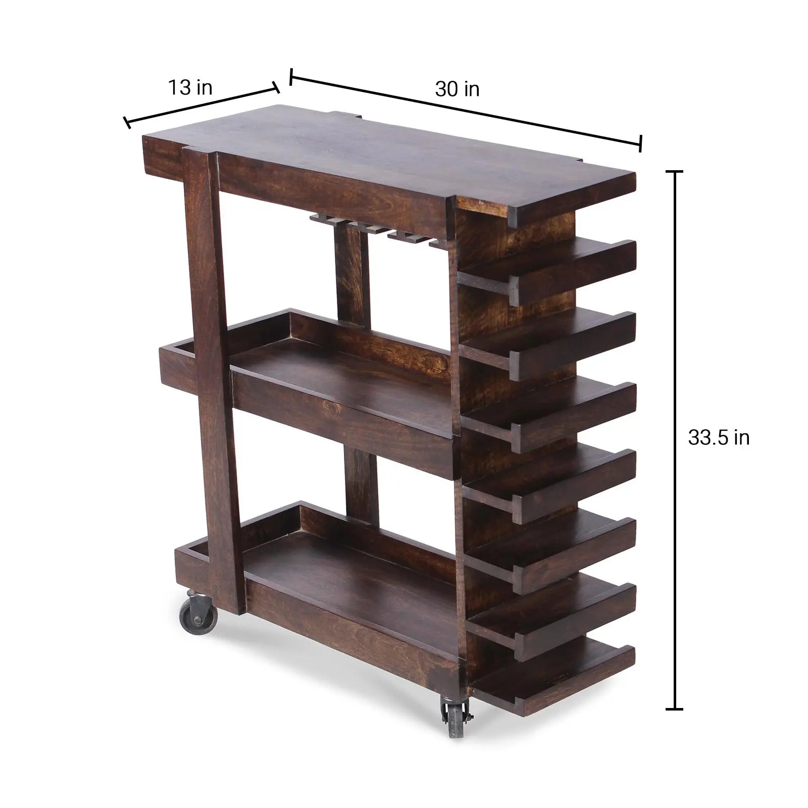 Samson Solid Wood Bar Cabinet Cum Trolly