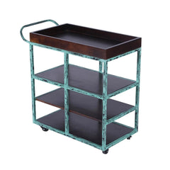 Salome Solid Wood and Iron Bar Trolly in Distress Finish