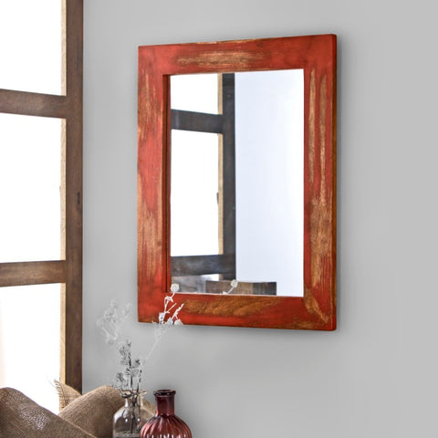 Camrian Distress Red Mirror L:16" X H:21"