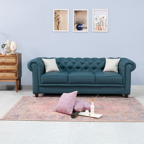 Grace Chesterfield 3 Seater Sofa in Premium Lethrite Fabric in 2 Colours