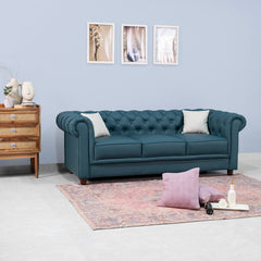 Grace Chesterfield 3 Seater Sofa in Premium Lethrite Fabric in 2 Colours