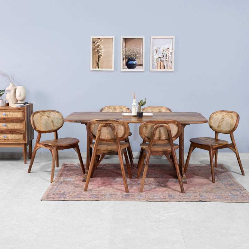 Sheesham Wood 6 Seater Dining Table with Chairs