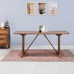 Sheesham Wood Rattn 6 Seater Dining Table 