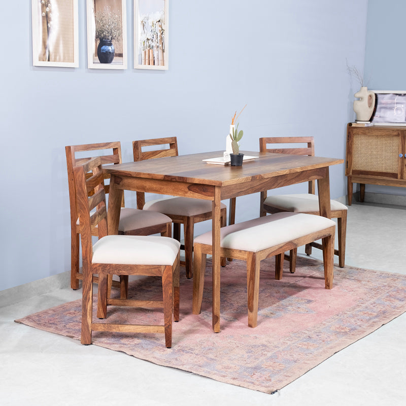 Sheesham Wood 6 Seater Dining Table with Chairs 