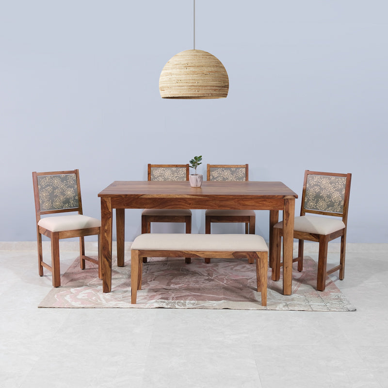 Charles Sheesham Wood 6 Seater Dining Set with Hand Painting