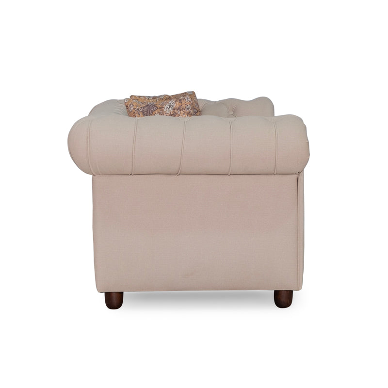 Grace Chesterfield 2 Seater Sofa in Premium Polyester Fabric in Ivory Colour