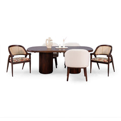 Davino Sheesham Wood Dining Table with 6 Chairs in Walnut