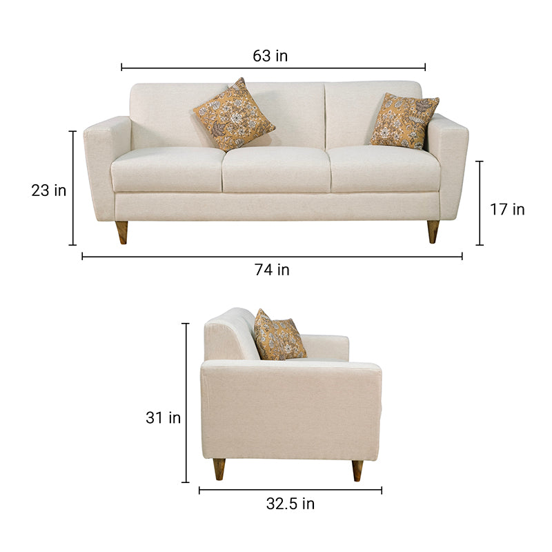 William 3 Seater Sofa in Linen Blend Fabric