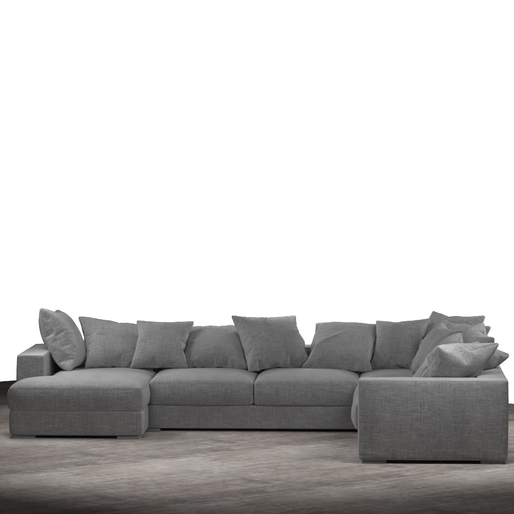 Striado Upholstered Sofa With Chaise Sectional in Beige