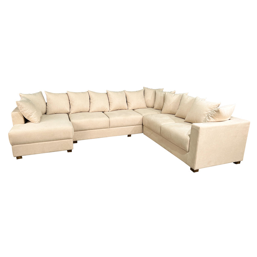 Striado Upholstered Sofa With Chaise Sectional in Beige