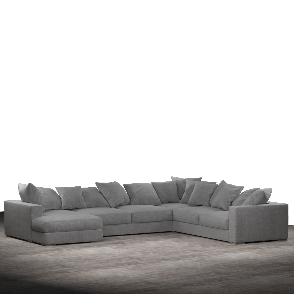 Striado Upholstered Sofa With Chaise Sectional in Beige