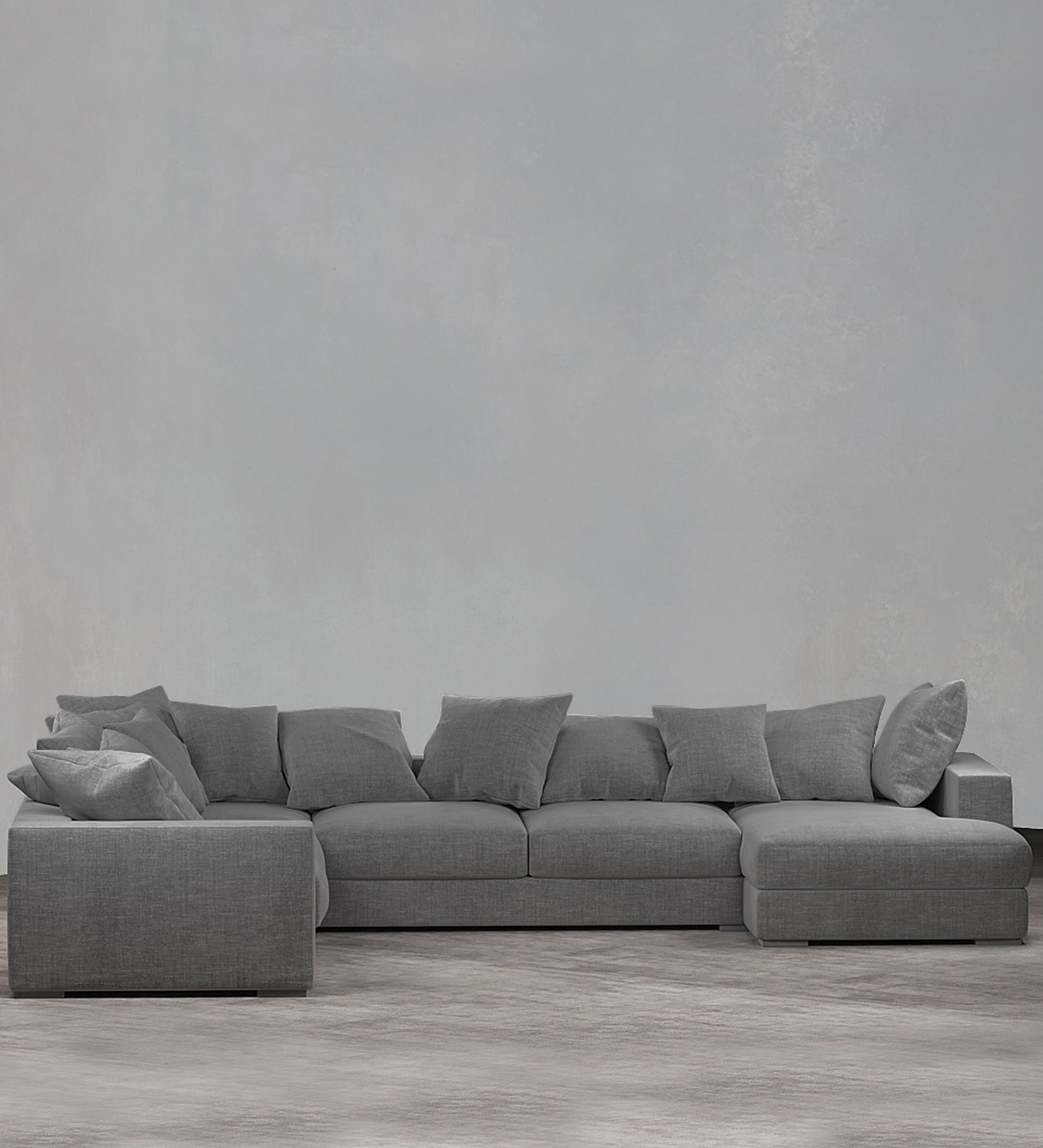 Striado Upholstered Sofa With Chaise Sectional in Beige