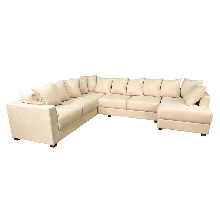 Striado Upholstered Sofa With Chaise Sectional in Beige