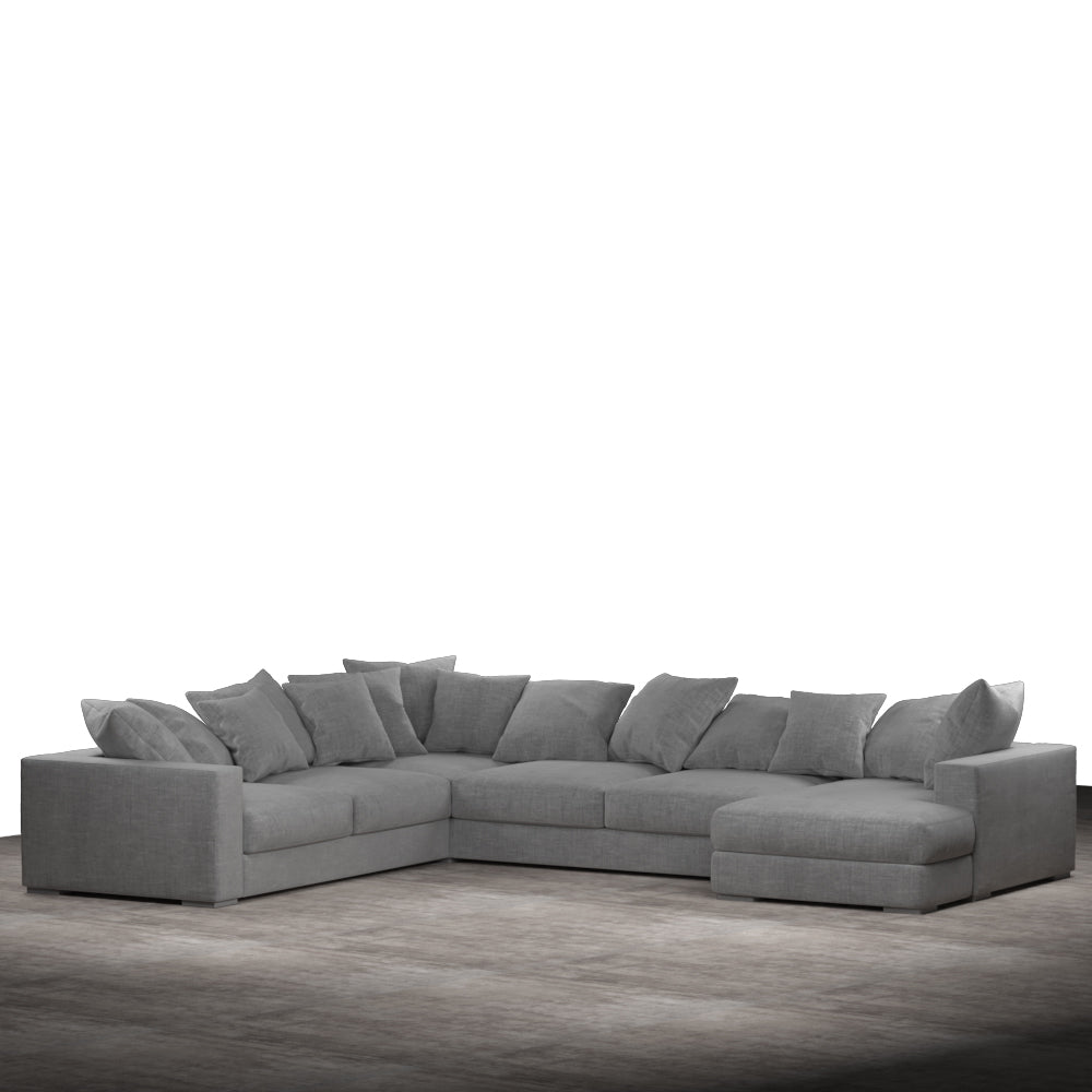 Striado Upholstered Sofa With Chaise Sectional in Beige