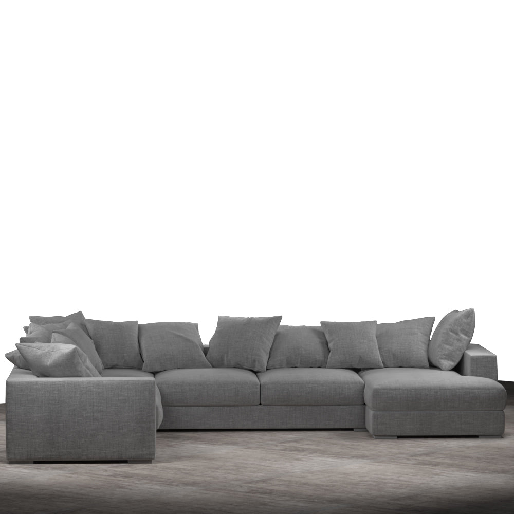 Striado Upholstered Sofa With Chaise Sectional in Beige