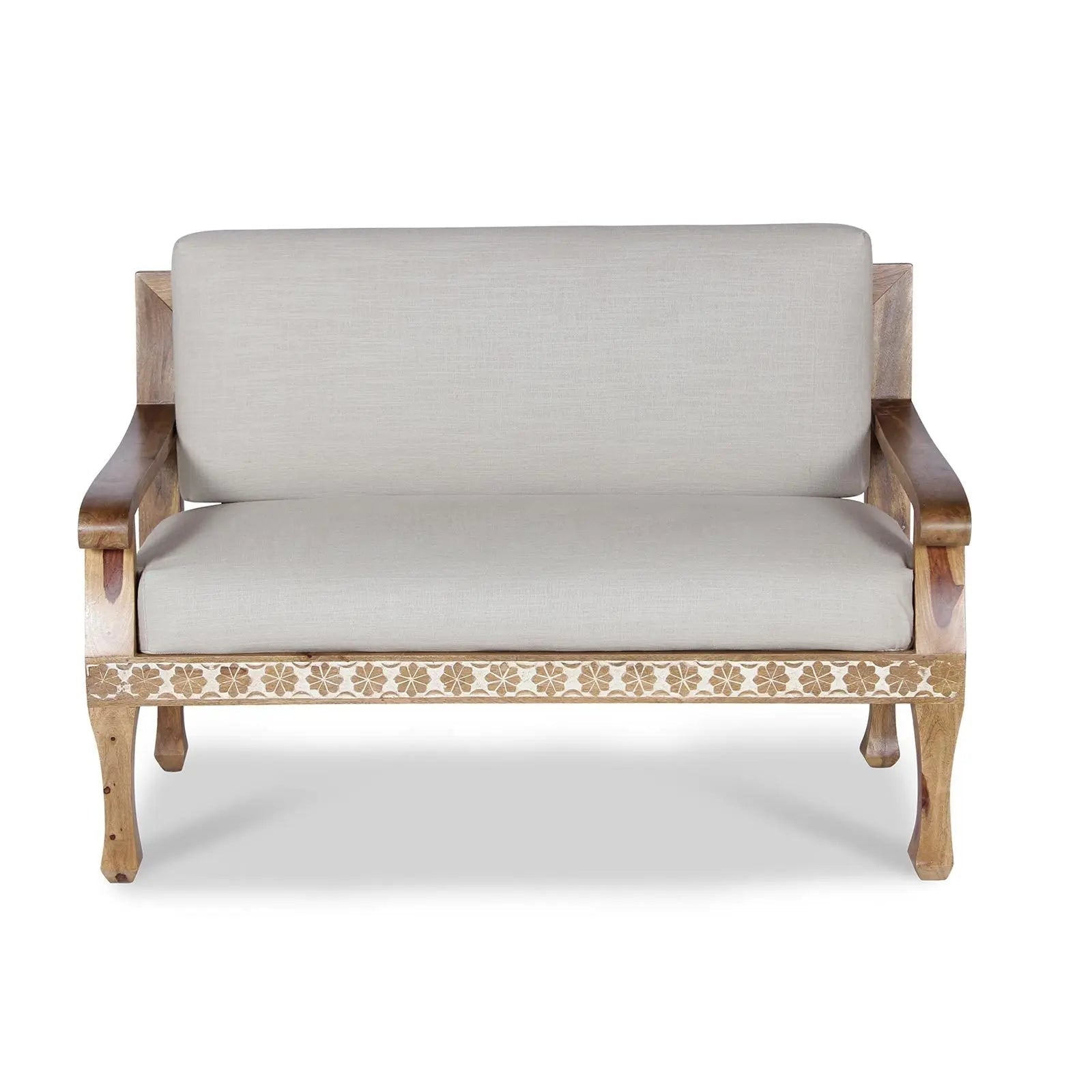 Olivia Solid Wood Hand Carved Two Seater Sofa