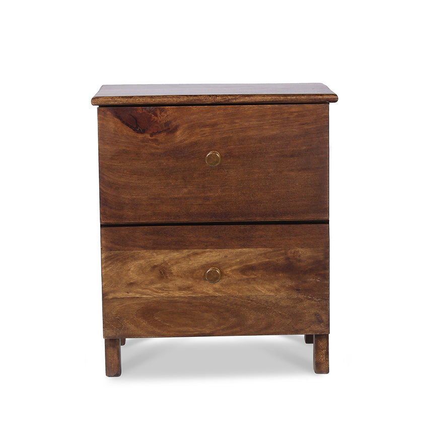 Reina Solid Wood Bedside Table with Drawers