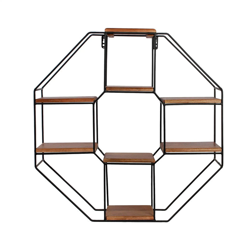 Buy Octagon Metal Wall Shelf online - wooden wall shelves - Fabuliv