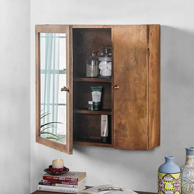 Elba Vintage Solid Wood Wall Mounted Cabinet in 2 Sizes - Fabuliv